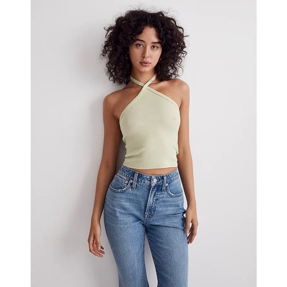 Madewell Tops - Madewell NWT Sweet Honeydew Brightside Rib Halter Tank Top Size Medium